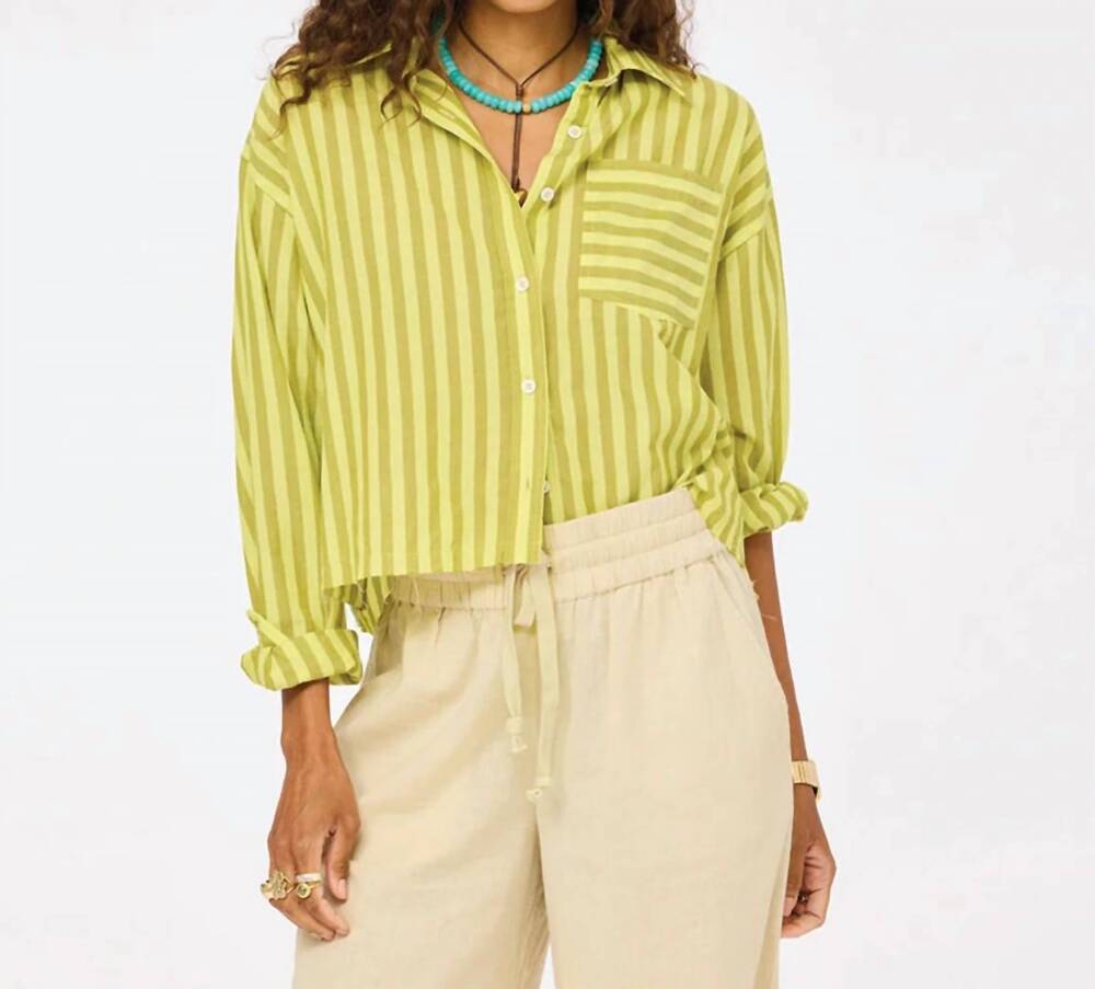 NEW KERRI ROSENTHAL tia faded stripe shirt in cactus-dark